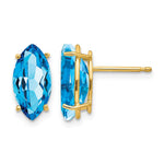 14k 10x Marquise Blue Topaz Post Earrings