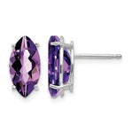 14k White Gold 10x Marquise Amethyst Post Earrings