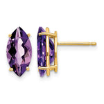 14k 12x Marquise Amethyst Post Earrings