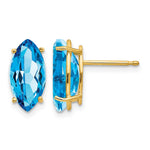 14k 12x Marquise Blue Topaz Post Earrings