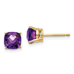 14k 6x Cushion Amethyst Checker Earring