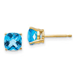 14k 6x Cushion Blue Topaz Checker earring