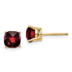 14k 6x Cushion Garnet Checker Earring