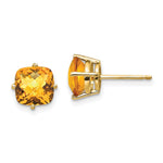 14k 7x Cushion Citrine Checker Earring