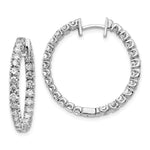 14k White Gold 2.5 carat AA Diamond In/Out Hinged Hoop Earrings