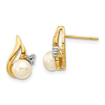 14k and Rhodium 5- Button FWC Pearl .02ct Diamond Post Earrings