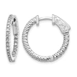 14k White Gold 3.8 carat Diamond Round In/Out Hoop w/Safety Clasp Earrings