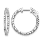 14k White Gold 5/8 carat Diamond Round In/Out Hoop w/Safety Clasp Earrings