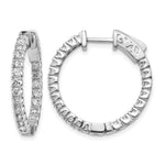 14k White Gold 1.25 carat Diamond Round In/Out Hoop w/Safety Clasp Earrings