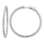 14k White Gold 3.5 carat Diamond Round In/Out Hoop w/Safety Clasp Earrings