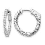14k White Gold .75 carat Diamond Round In/Out Hoop w/Safety Clasp Earrings