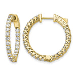 14k 2.2 carat Diamond Round In/Out Hoop w/Safety Clasp Earrings