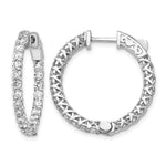 14k White Gold 2.2 carat Diamond Round In/Out Hoop w/Safety Clasp Earrings