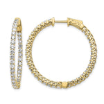 14k 3.5 carat Diamond Round In/Out Hoop w/Safety Clasp Earrings