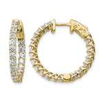 14k 2.3 carat Diamond Round In/Out Hoop w/Safety Clasp Earrings
