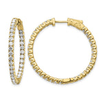 14k 3.3 carat Diamond Round In/Out Hoop w/Safety Clasp Earrings