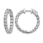 14k White Gold 2.75 carat AA Diamond Round In/Out Hoop w/Safety Clasp Earrings