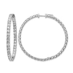 14k White Gold 7.25 carat Diamond Round In/Out Hoop w/Safety Clasp Earrings