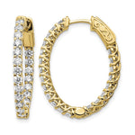 14k 2.4 carat Diamond Oval In/Out Hoop w/Safety Clasp Earrings