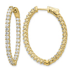 14k 4.3 carat Diamond Oval In/Out Hoop w/Safety Clasp Earrings