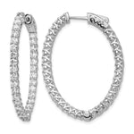 14k White Gold 4.3 carat Diamond Oval In/Out Hoop w/Safety Clasp Earrings