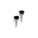 14K White Gold & Yellow Rhodium Diamond & Sapphire J Hook Earrings