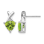 14k White Gold Trillion Peridot and White Topaz -X- Post Earrings
