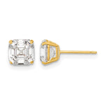 14k Polished 6x6 Asscher-Cut CZ Stud Post Earrings