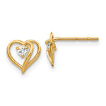14k AAA Diamond heart earring
