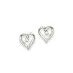 14k White Gold AA Diamond Heart Earrings