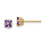 14k Princess Cut Amethyst Earrings