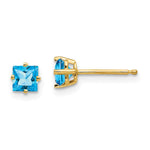 14k Princess Cut Blue Topaz Earrings