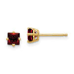 14k Princess Cut Garnet Earrings