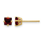 14k Princess-cut Garnet Post Earrings