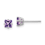 14k White Gold Princess Cut Amethyst Earrings