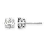 14k White Gold Princess-cut Cubic Zirconia Post Earrings