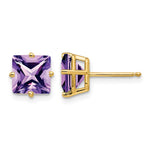 14k Princess-cut Amethyst Post Earrings