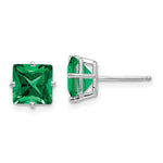 14k White Gold Princess Cut Mount St. Helens Earrings