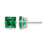 14k White Gold Princess-cut Mount St. Helens Post Earrings