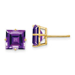 14k Square Step Cut Amethyst Earrings