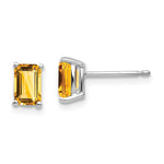 14k White Gold 6x Emerald Cut Citrine Earrings