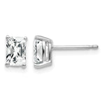 14k White Gold 6x Octagon Radiant-Cut Cubic Zirconia Post Earrings