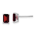14k White Gold 6x Emerald Cut Garnet Earrings