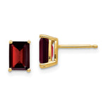 14k 7x Emerald Cut Garnet Earrings