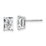 14k White Gold 7x Radiant Cut Cubic Zirconia Earrings