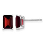14k White Gold 7x Emerald-cut Garnet Post Earrings