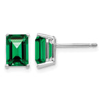 14k White Gold 7x Emerald-Cut Mount St. Helens Post Earrings