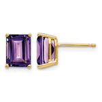 14k 8x Emerald-Cut Amethyst Post Earrings