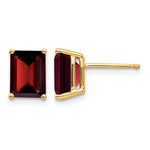 14k 8x Emerald-cut Garnet Post Earrings