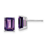 14k White Gold 8x Emerald Cut Amethyst Earrings